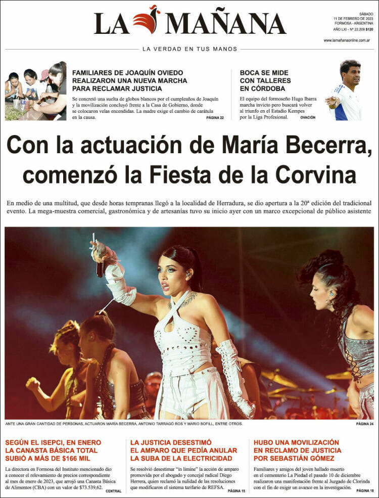 Portada de Diario La Mañana (Argentina)