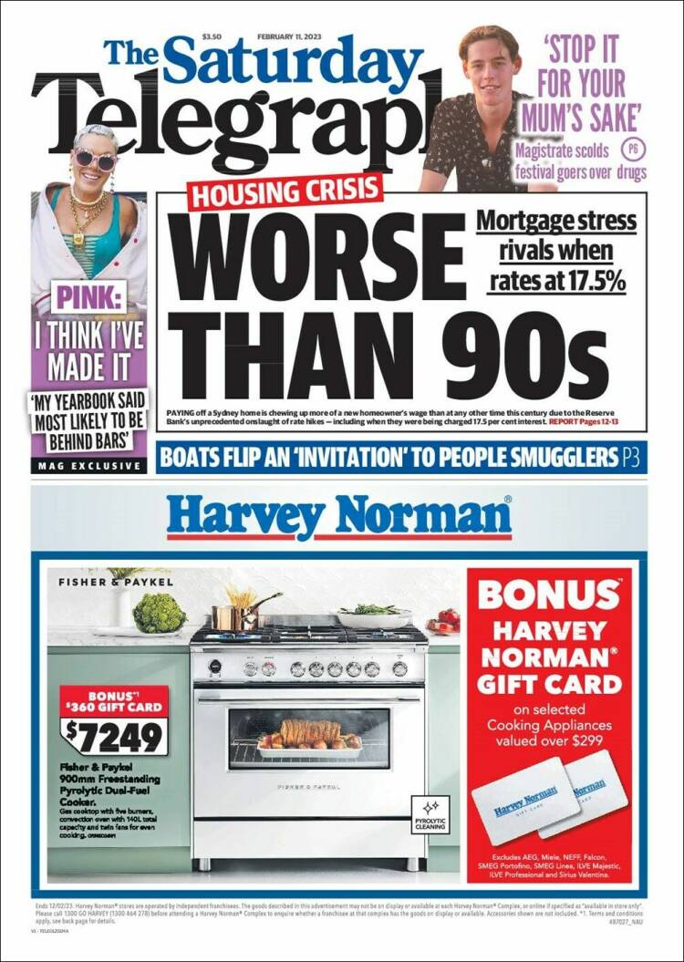 Portada de The Daily Telegraph (Australia)