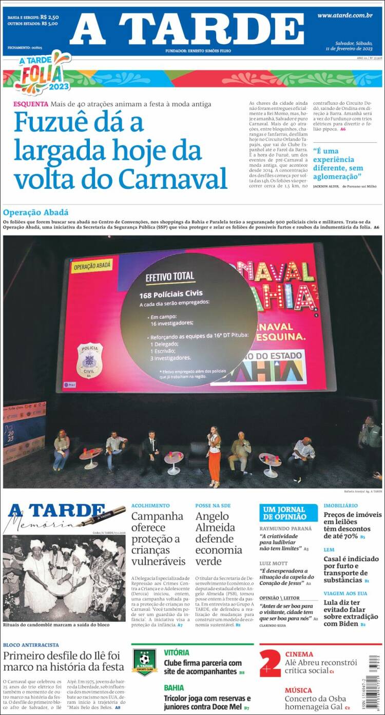 Portada de Diário A Tarde (Brasil)