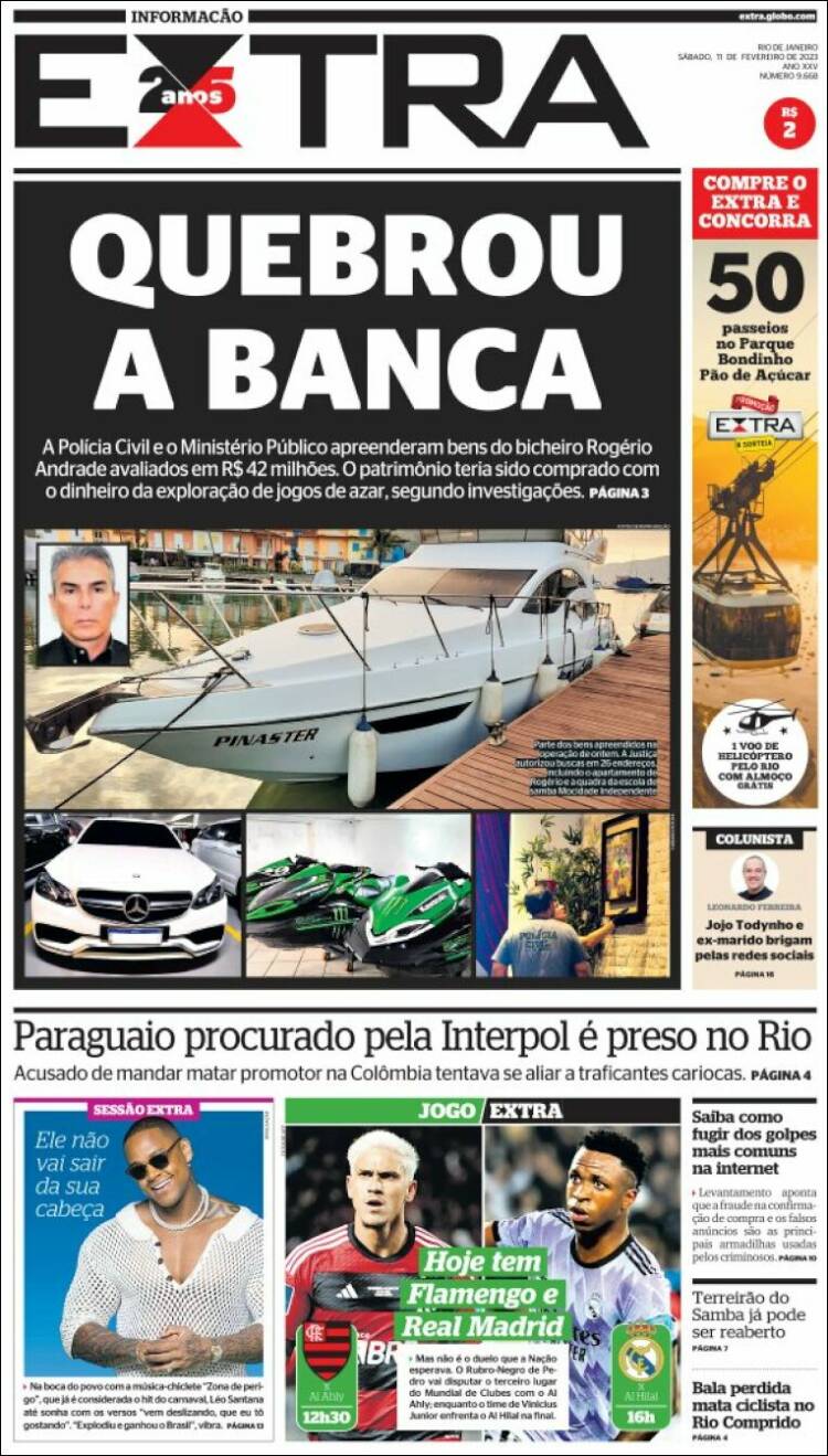 Newspaper Extra (Brasil). Newspapers in Brasil. Today's press covers. Kiosko .net