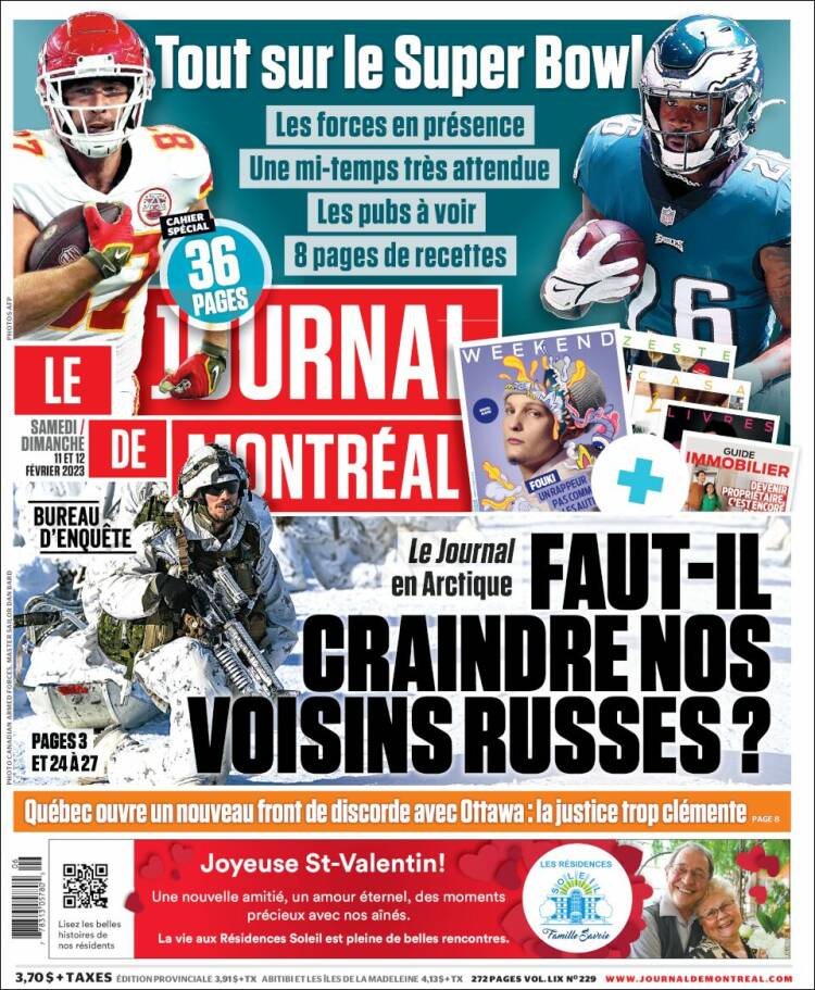 Portada de Le Journal de Montréal (Canada)