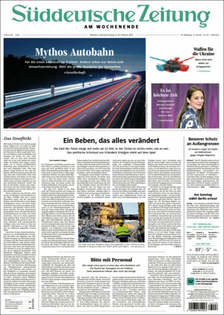 Portada de Sueddeutsche (Alemania)
