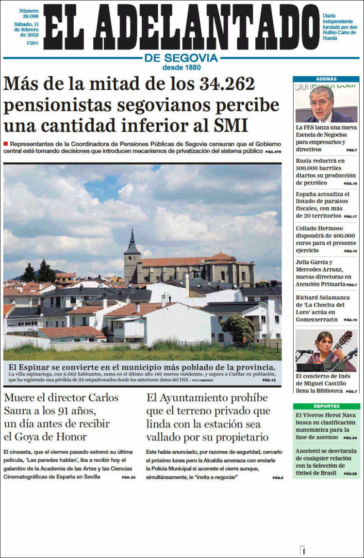 Portada de El Adelantado de Segovia (Spain)