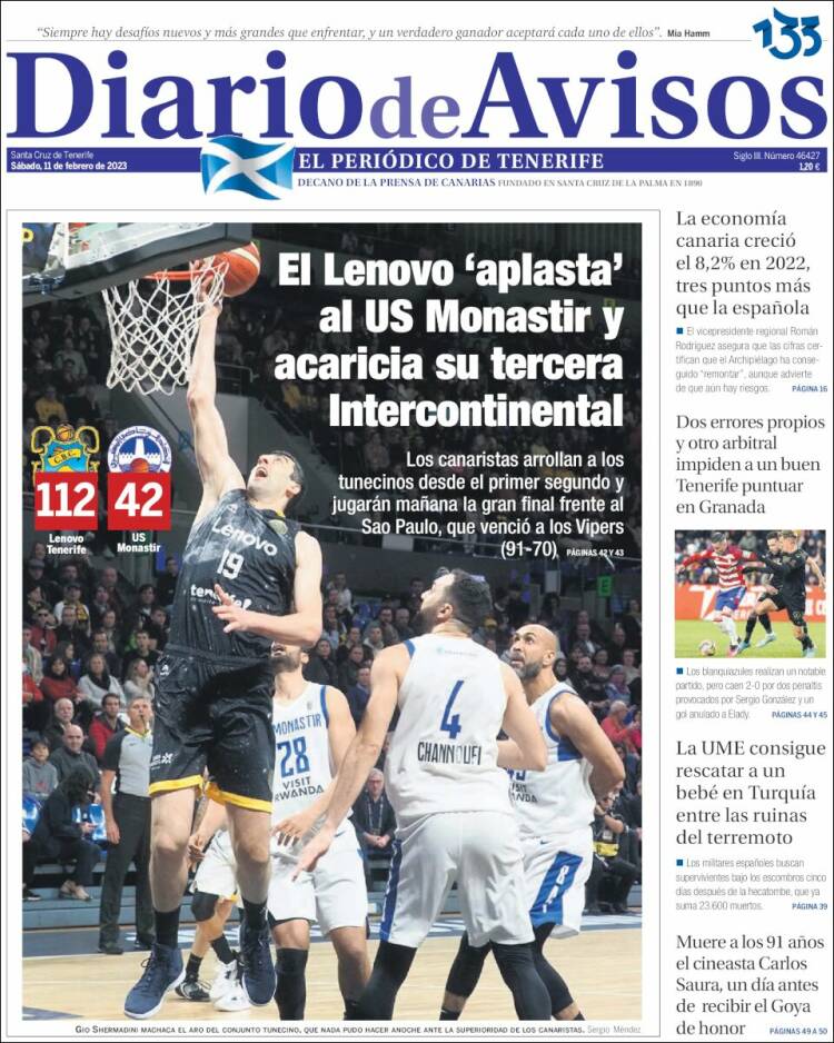 Portada de Diarios de Avisos (Spain)