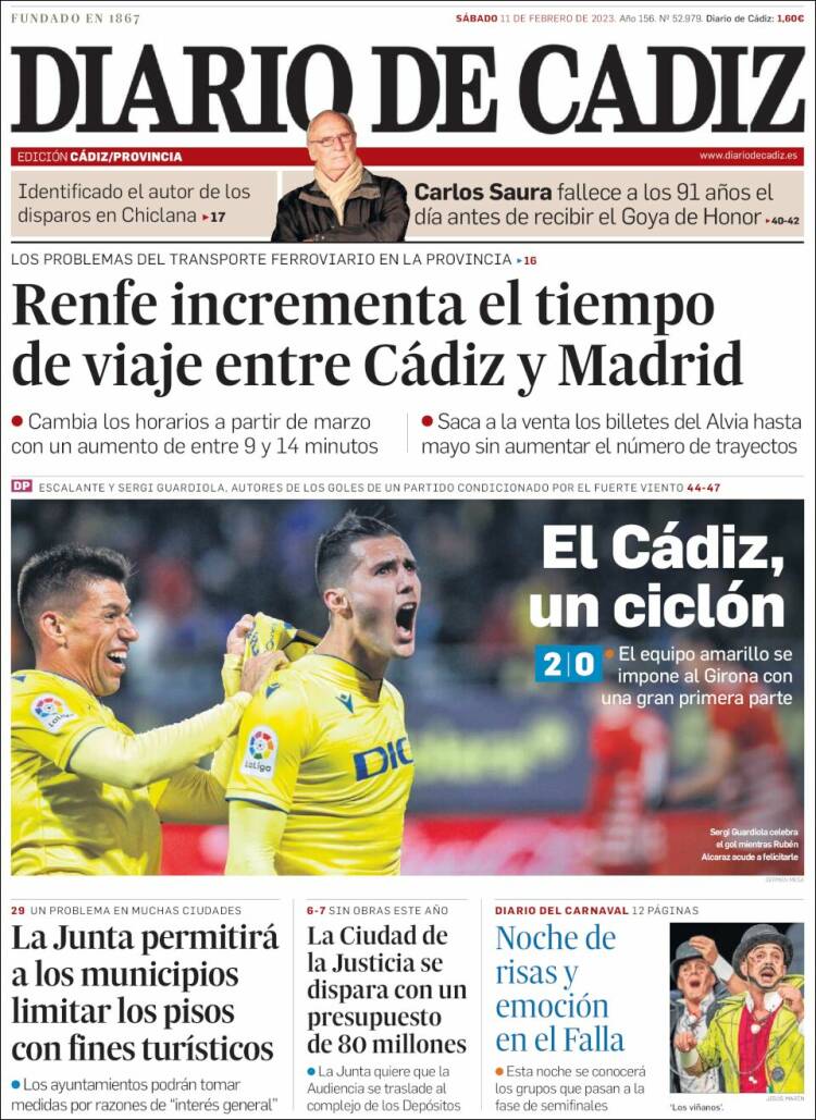 Portada de Diario de Cádiz (Spain)