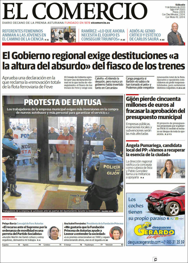 Portada de El Comercio - Gijón (Spain)