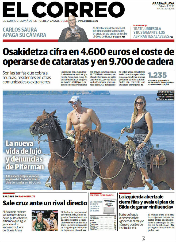 Portada de El Correo - Álava (Spain)