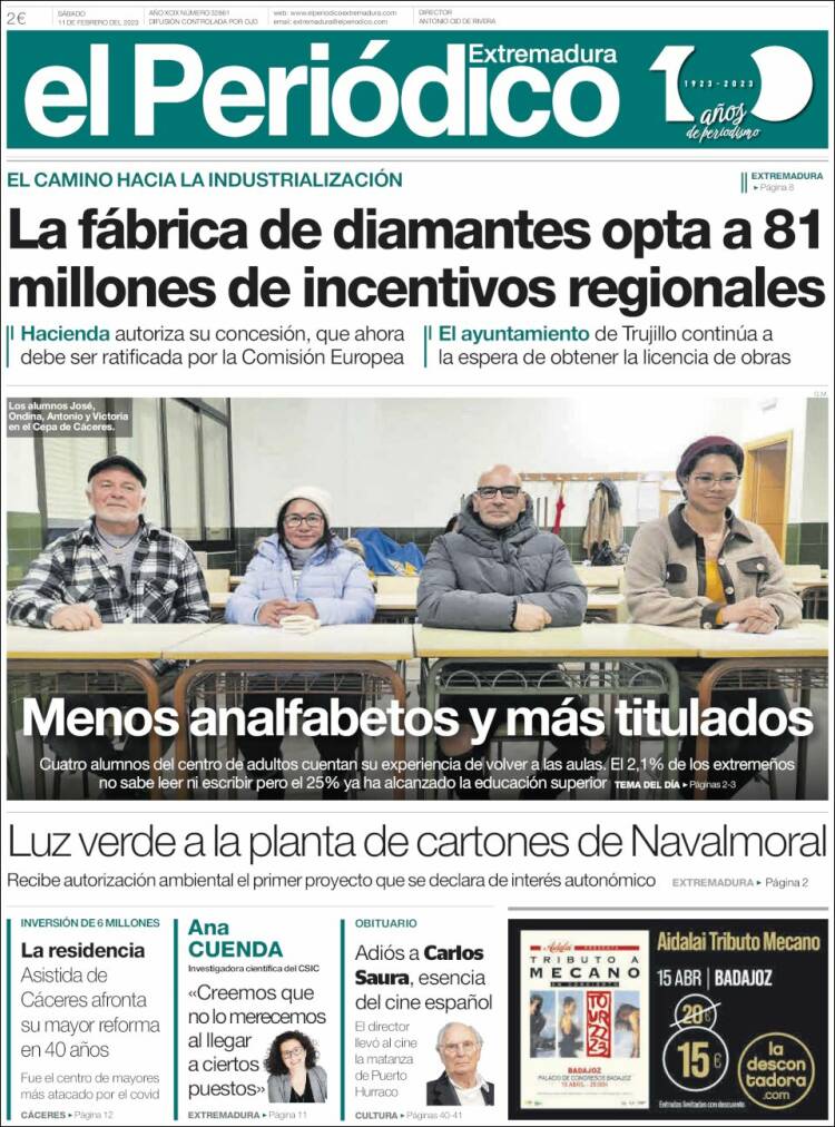 Portada de El Periódico de Extremadura (Spain)