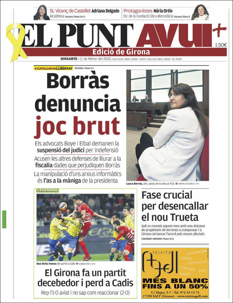 Portada de El Punt Avui - Girona (Spain)