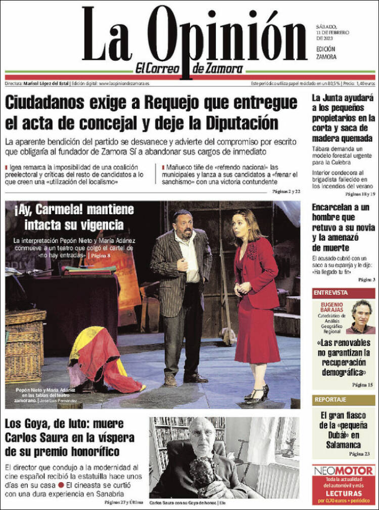 Portada de La Opinión - El Correo de Zamora (Spain)