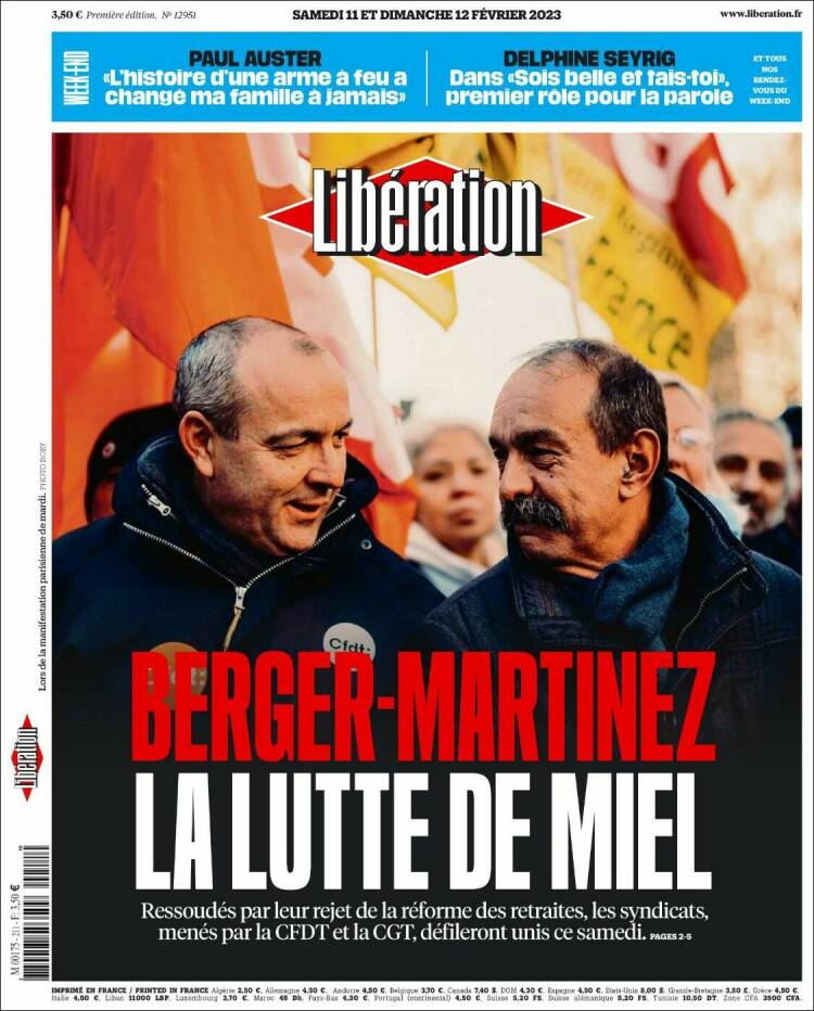 Portada de Libération (France)