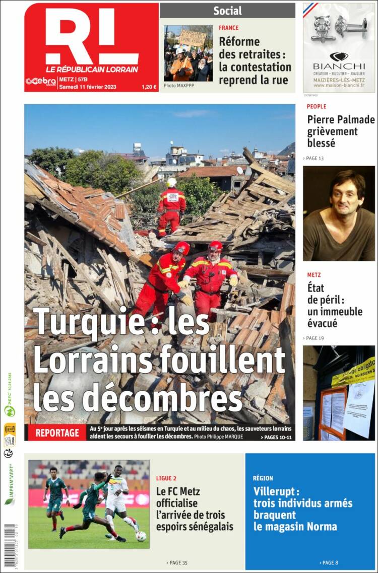 Portada de Le Republicain Lorrain (France)