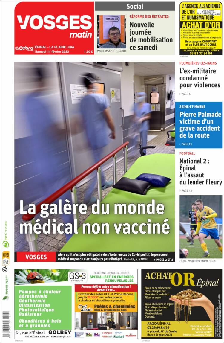 Portada de Vosges Matin (France)