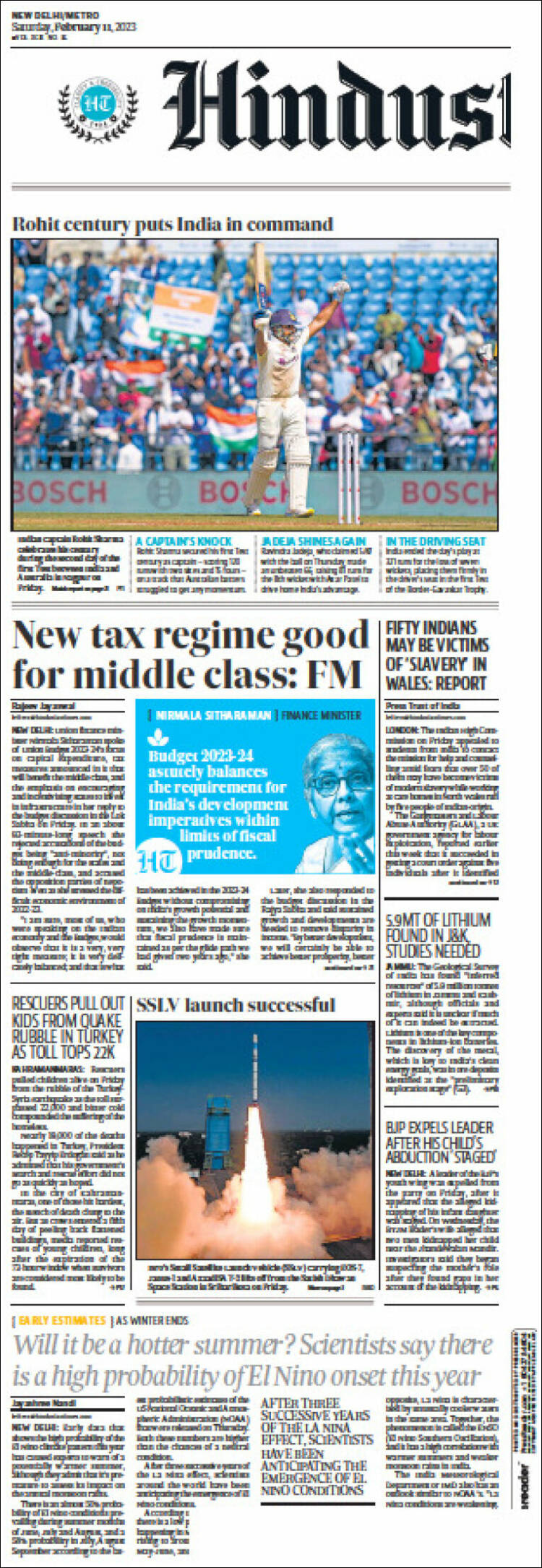 Portada de Hindustan Times (India)