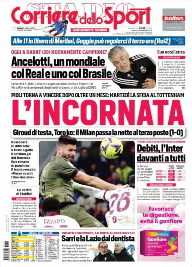 Portada de Corriere dello Sport (Italie)