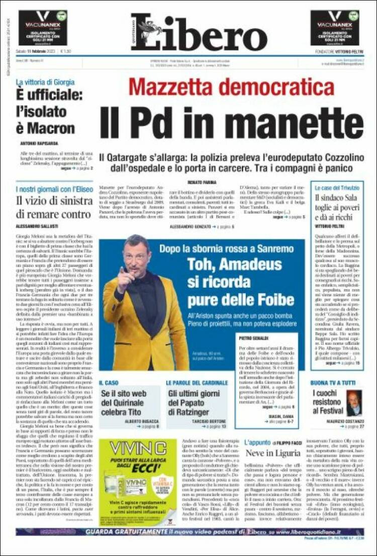 Portada de Libero (Italie)