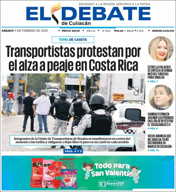 Portada de El Debate de Culiacán (México)