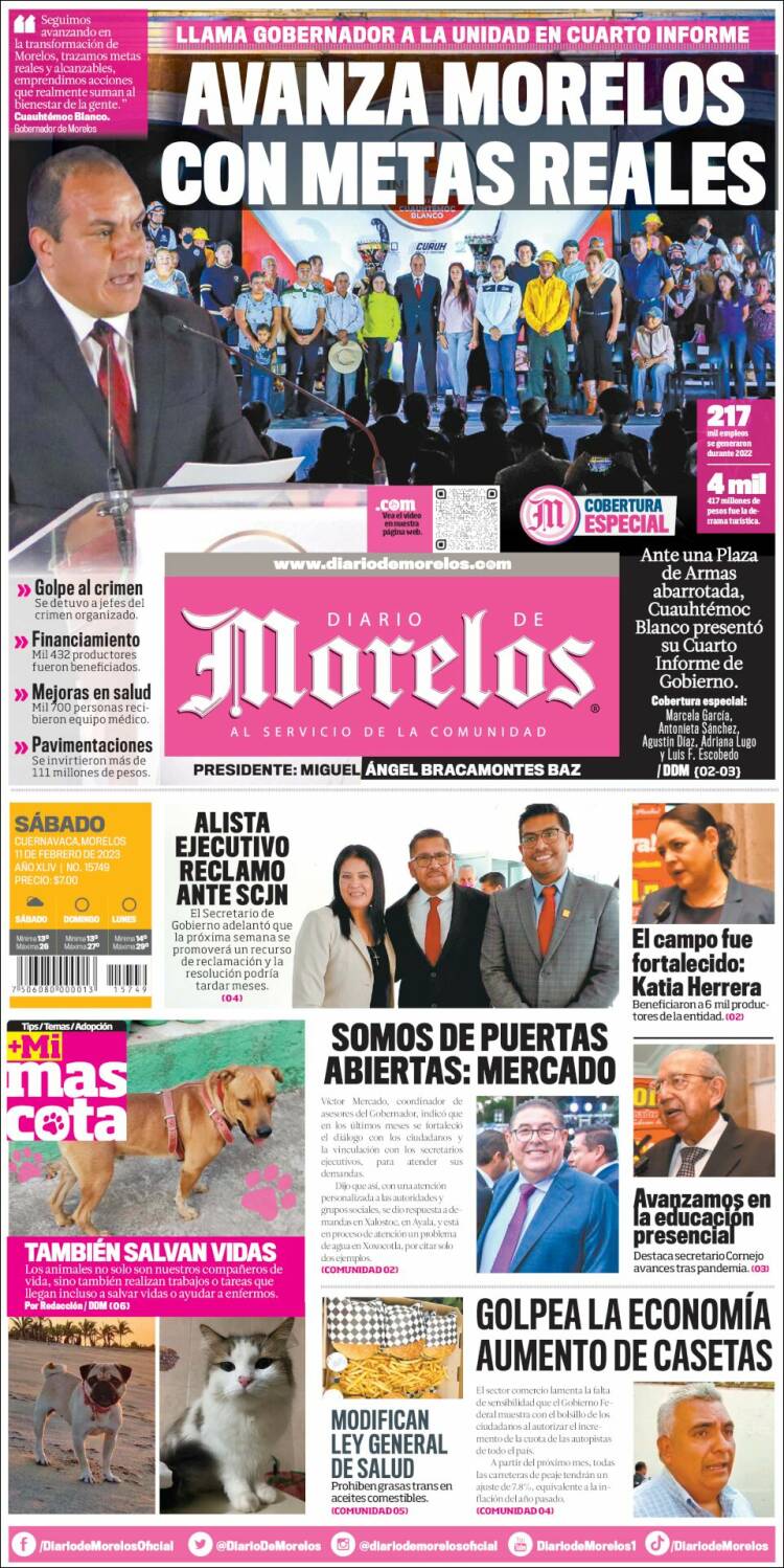 Portada de Diario de Morelos (México)