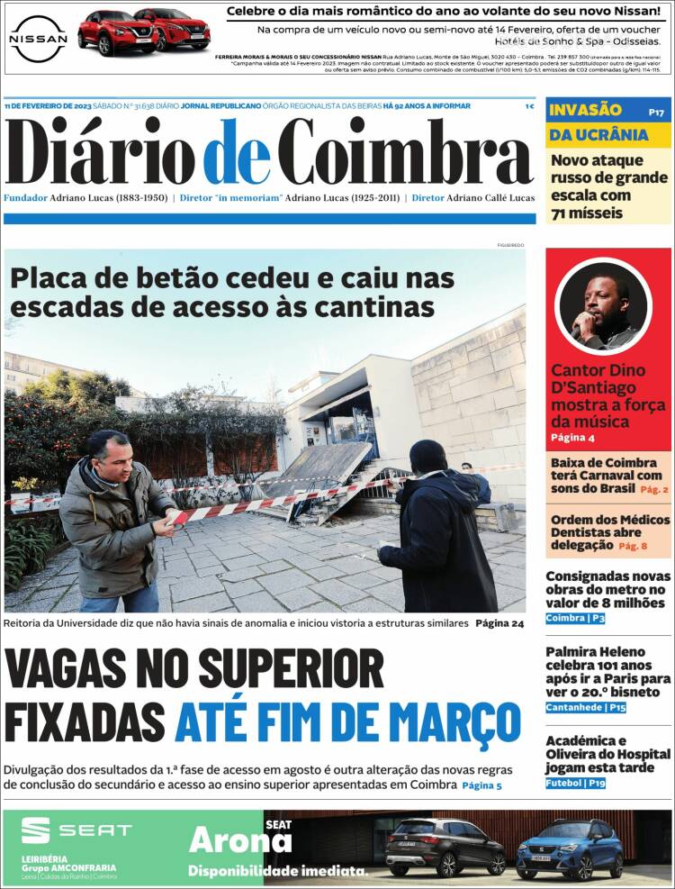 Portada de Diário de Coimbra (Portugal)