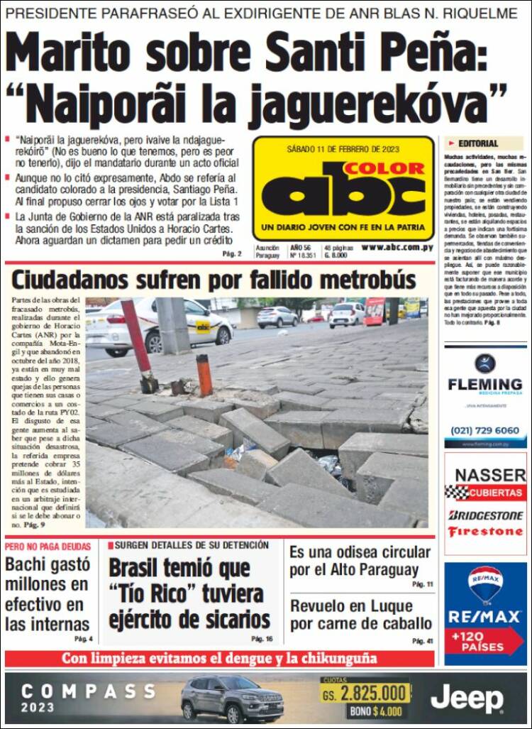Portada de ABC Color (Paraguay)