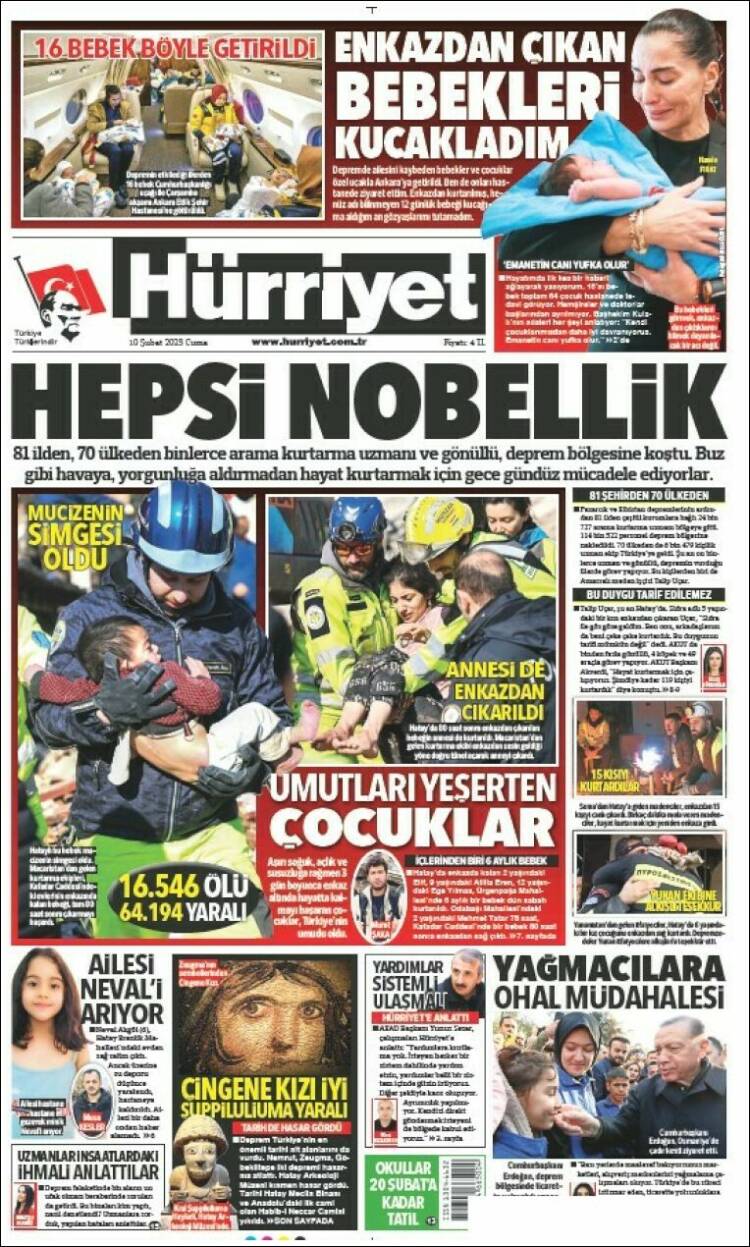 Portada de Hürriyet (Turqu&iacute;a)