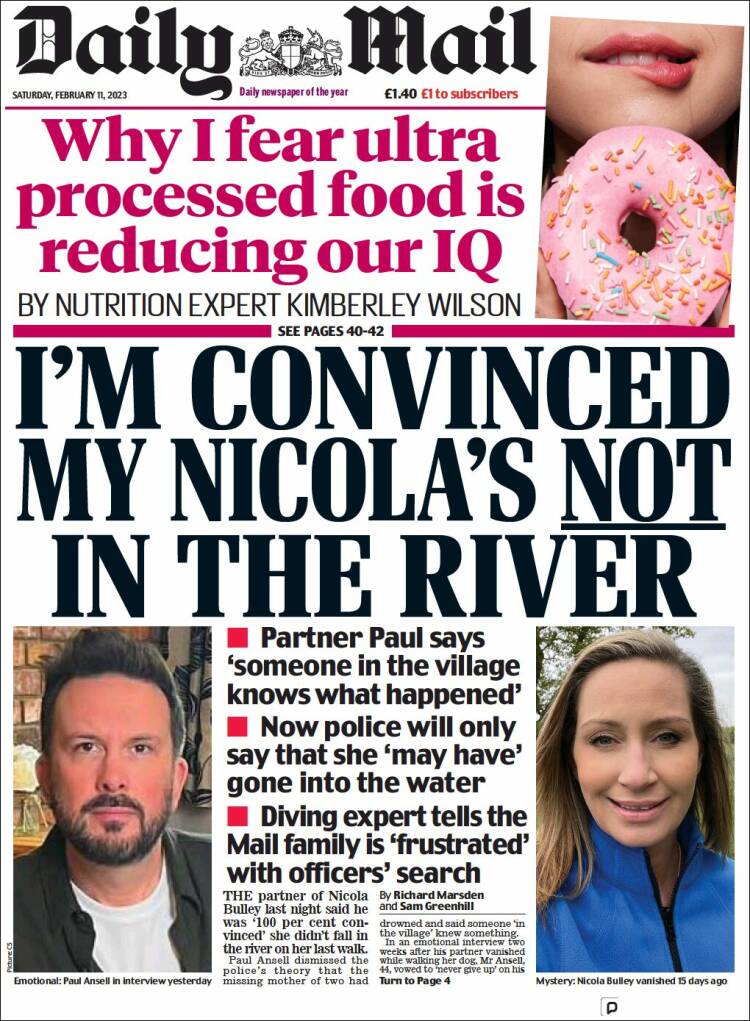 Portada de Daily Mail (Reino Unido)