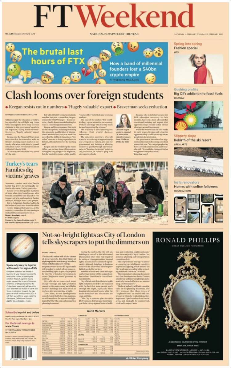 Portada de Financial Times (Reino Unido)