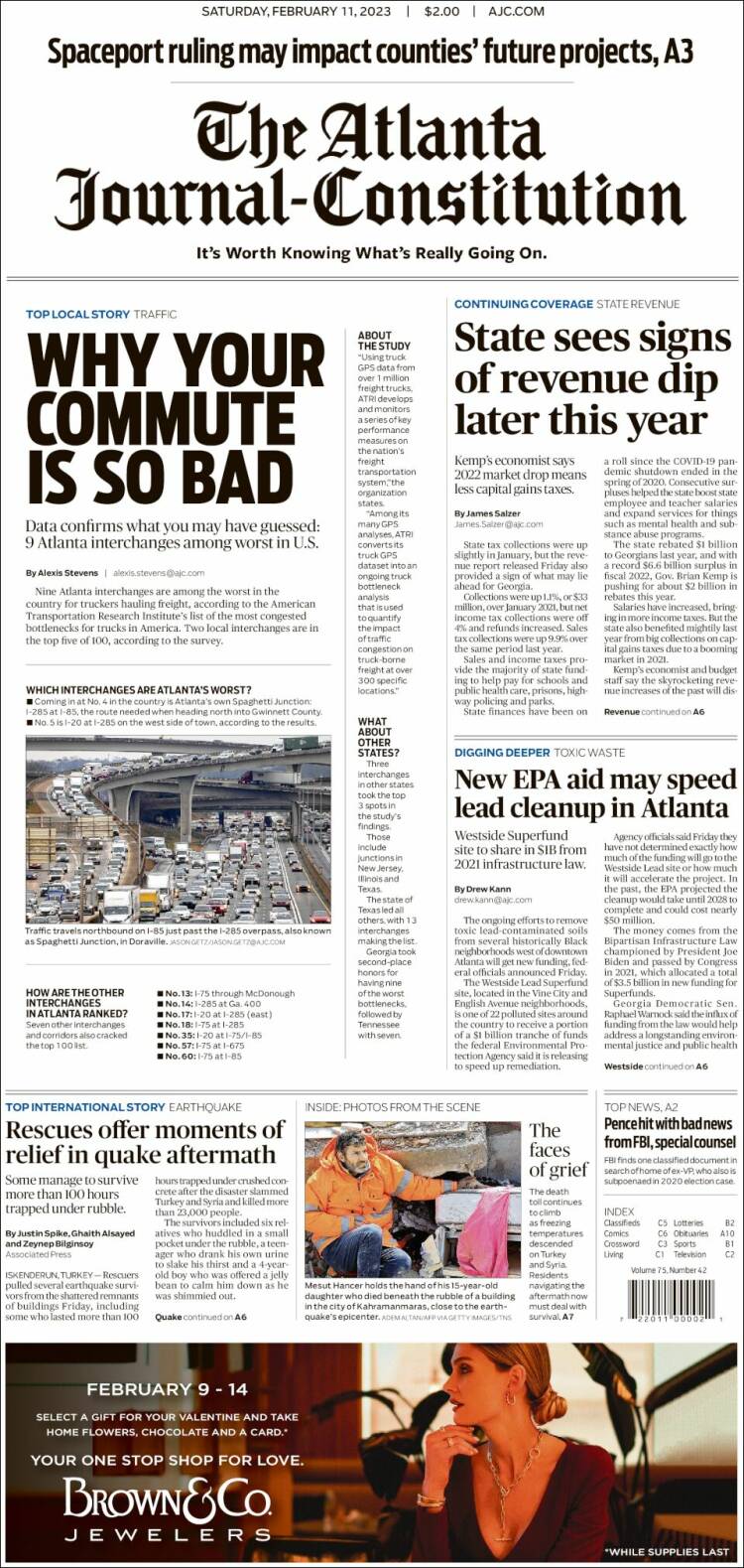 Portada de The Atlanta Journal-Constitution (USA)