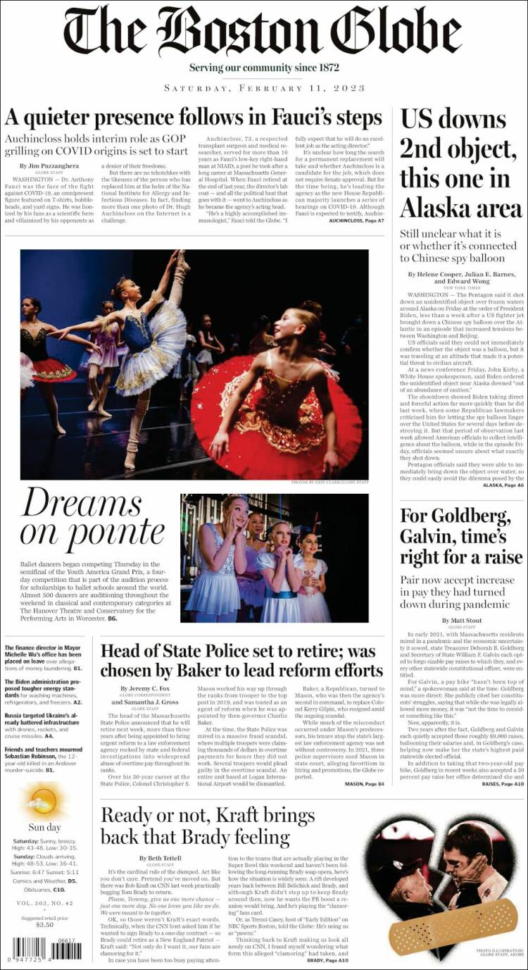 Portada de Boston Globe (USA)