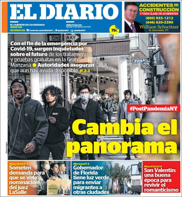 Journal El Diario NY (États-Unis). Les Unes des journaux de États-Unis ...