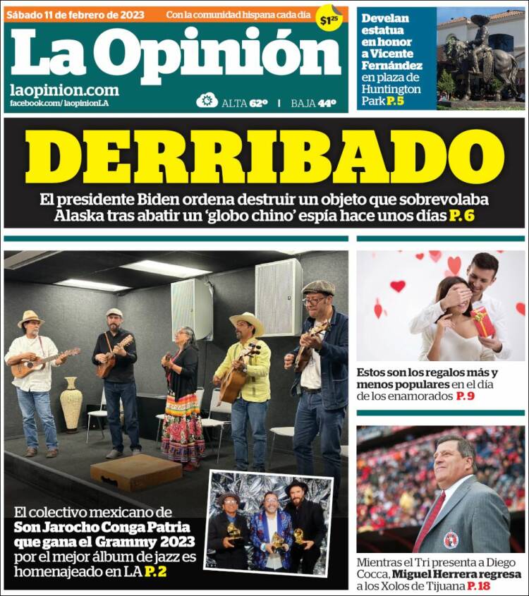 Portada de La Opinión (États-Unis)