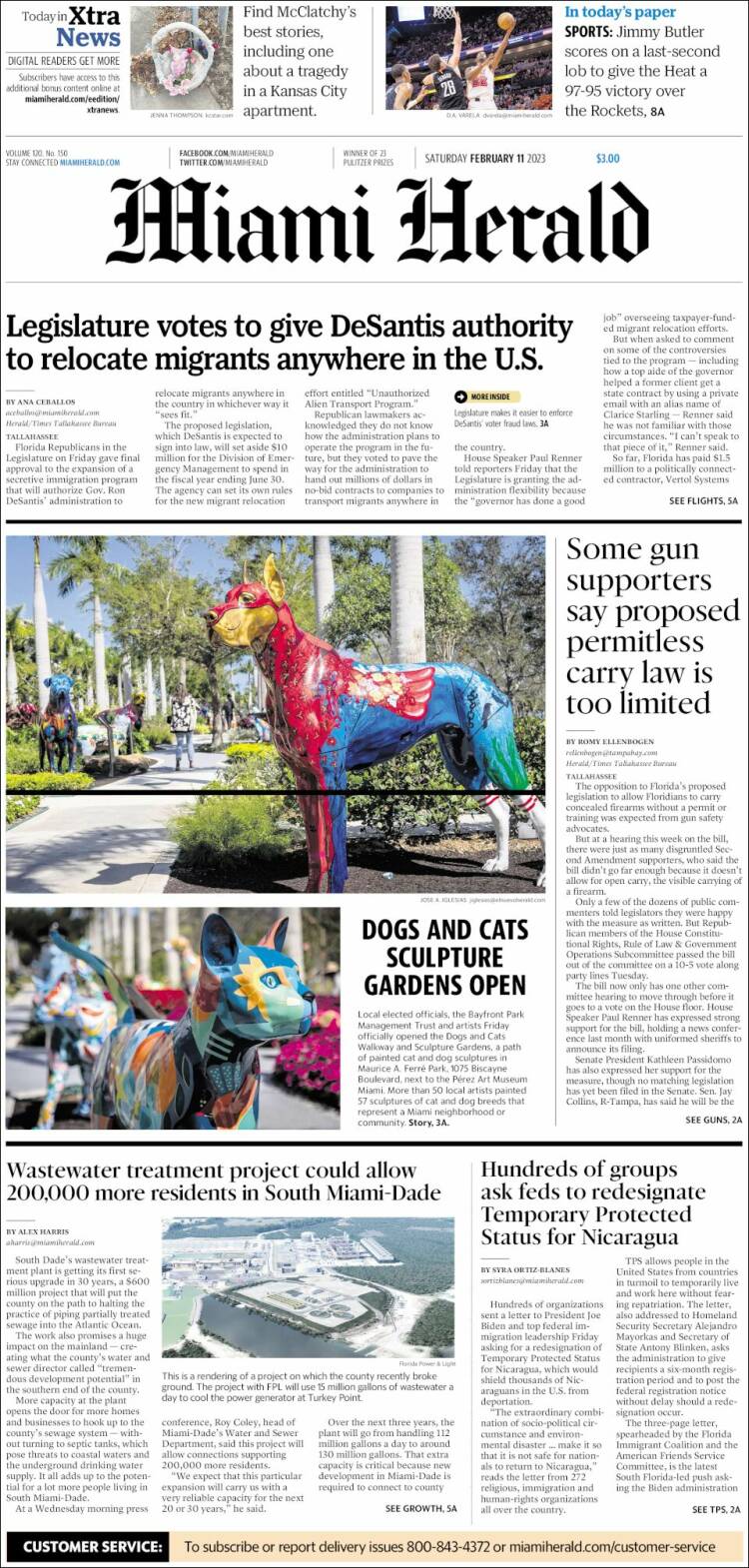 Portada de Miami Herald (USA)