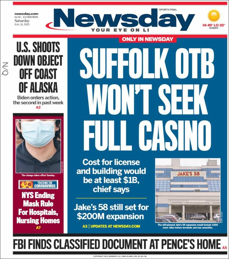 Portada de Newsday (USA)