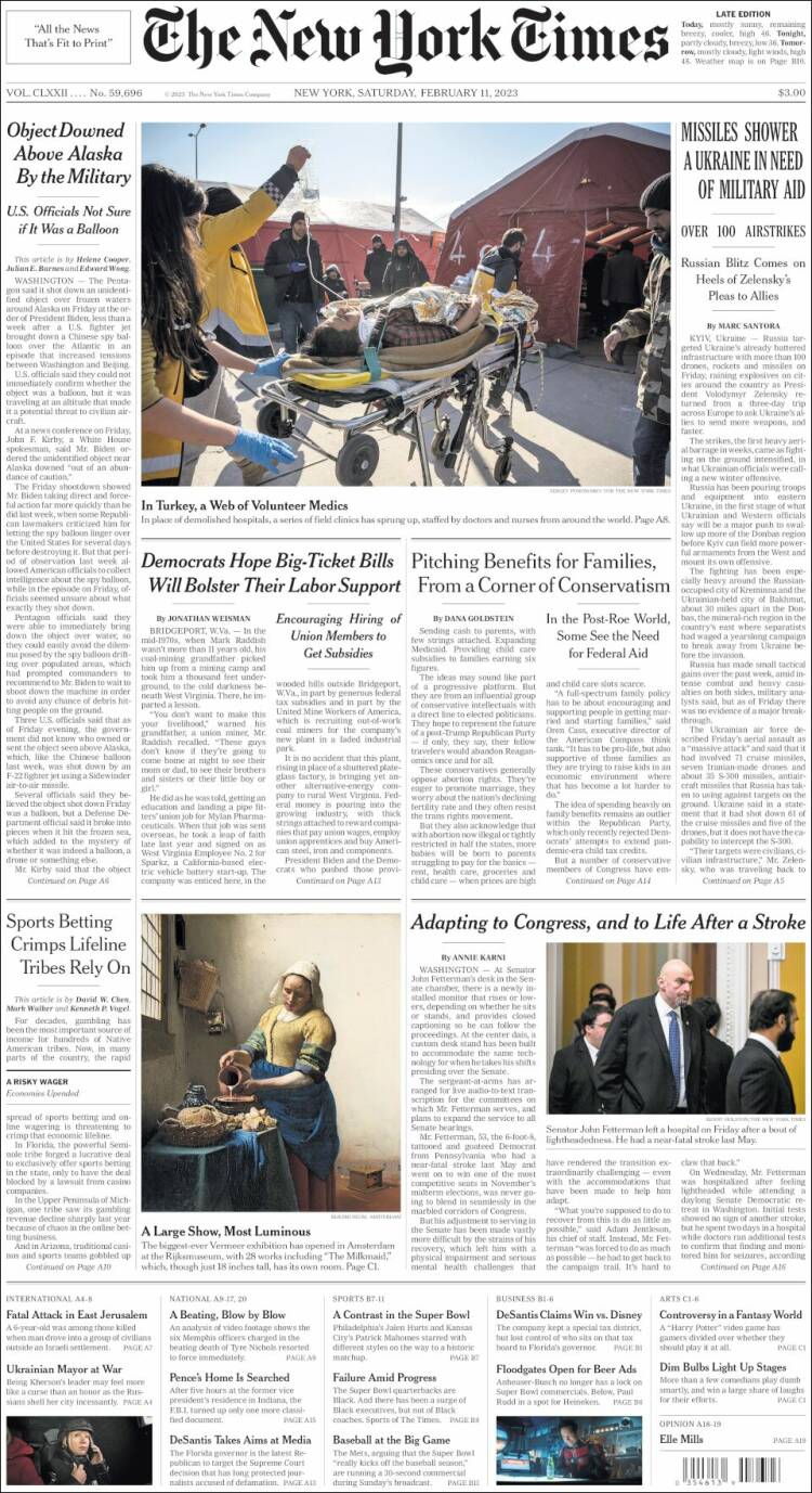 Portada de New York Times (USA)