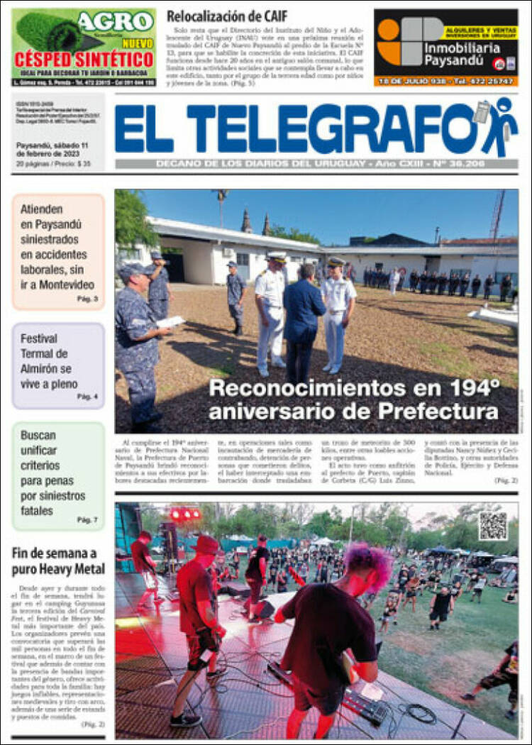 Portada de El Telégrafo (Uruguay)