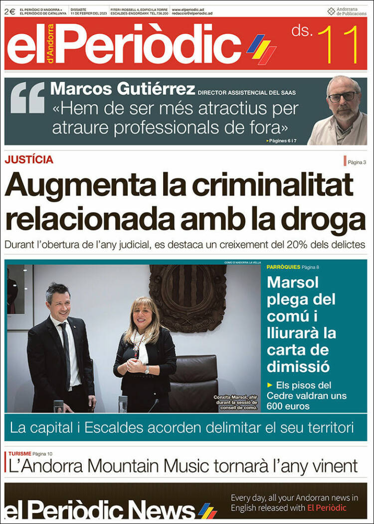Portada de El Periòdic d'Andorra (Andorra)
