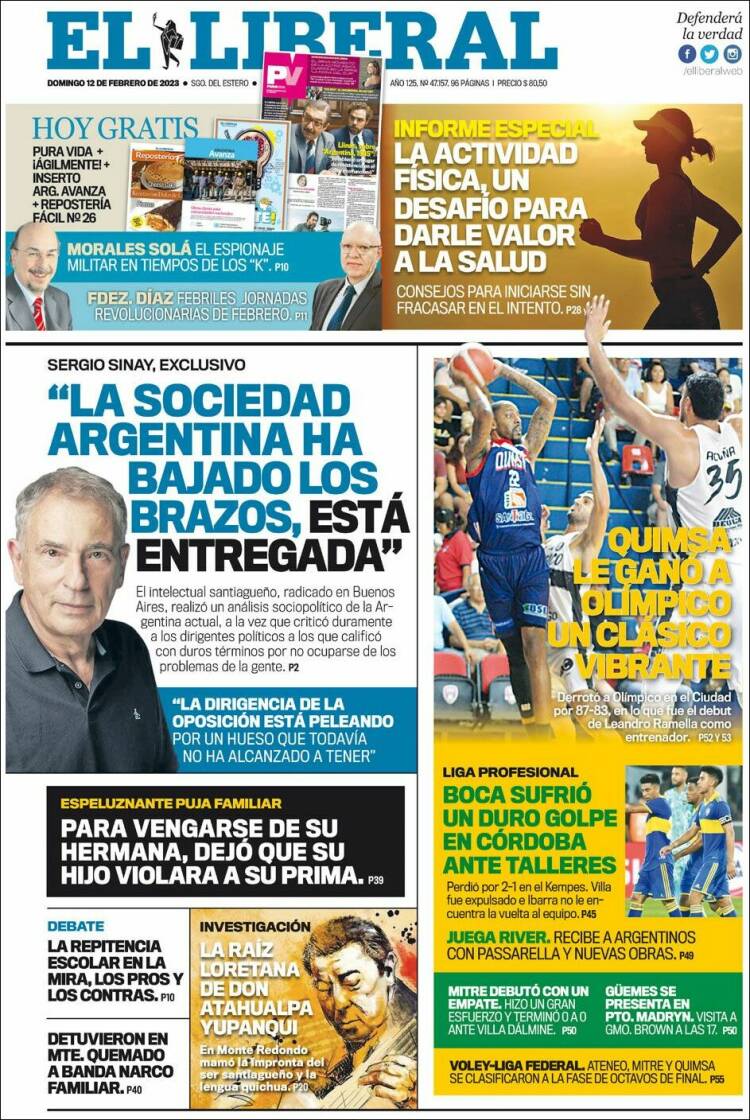 Portada de Diario El Liberal (Argentine)