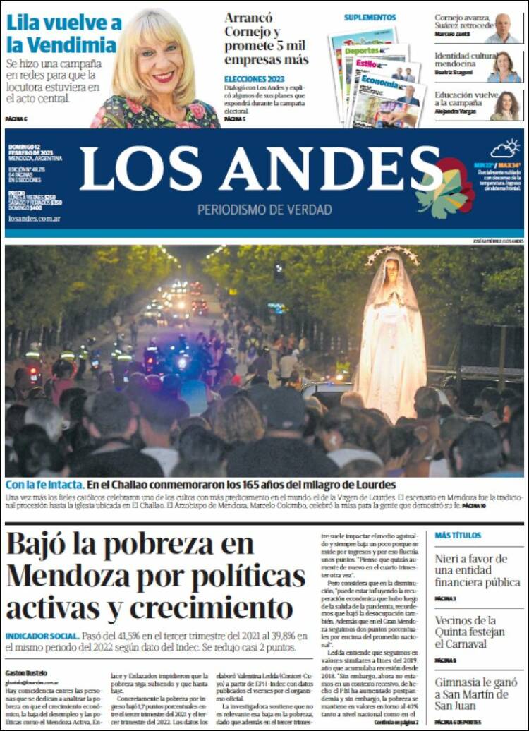 Portada de Los Andes - Mendoza (Argentine)