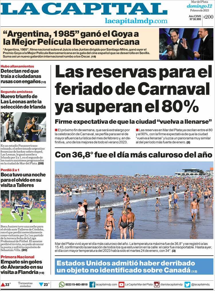 Portada de Diario La Capital - Mar del Plata (Argentine)