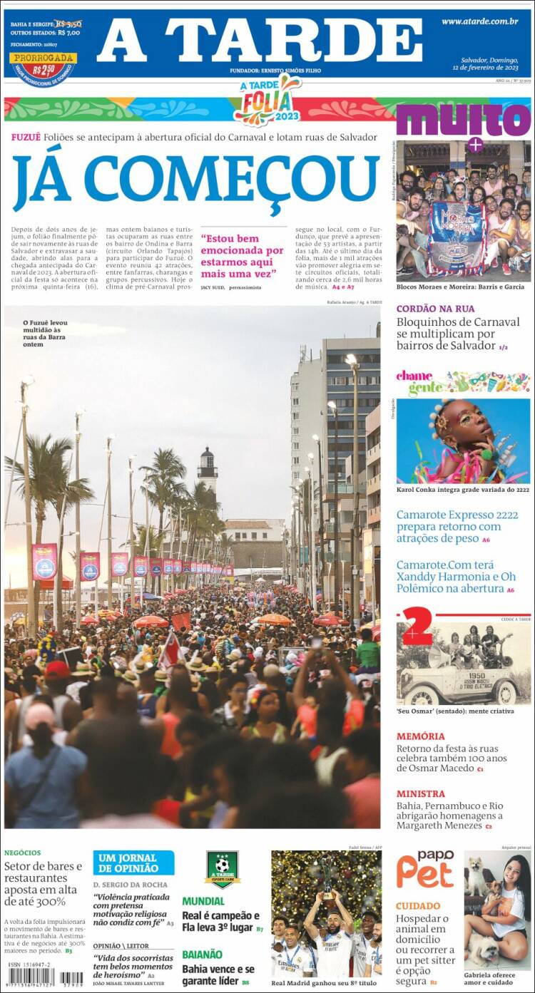 Portada de Diário A Tarde (Brasil)