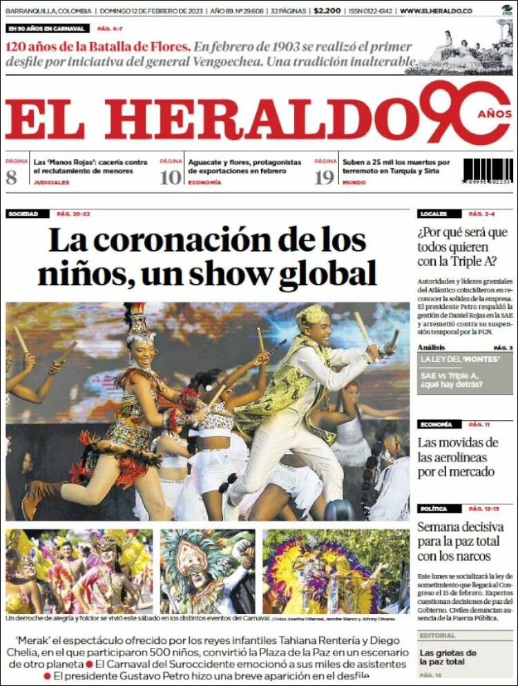 Portada de El Heraldo (Colombia)