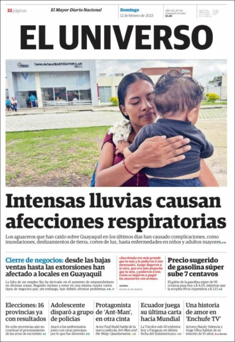 Portada de El Universo - Ecuador (Ecuador)