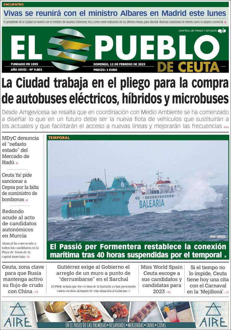 Portada de El Pueblo de Ceuta (Spain)