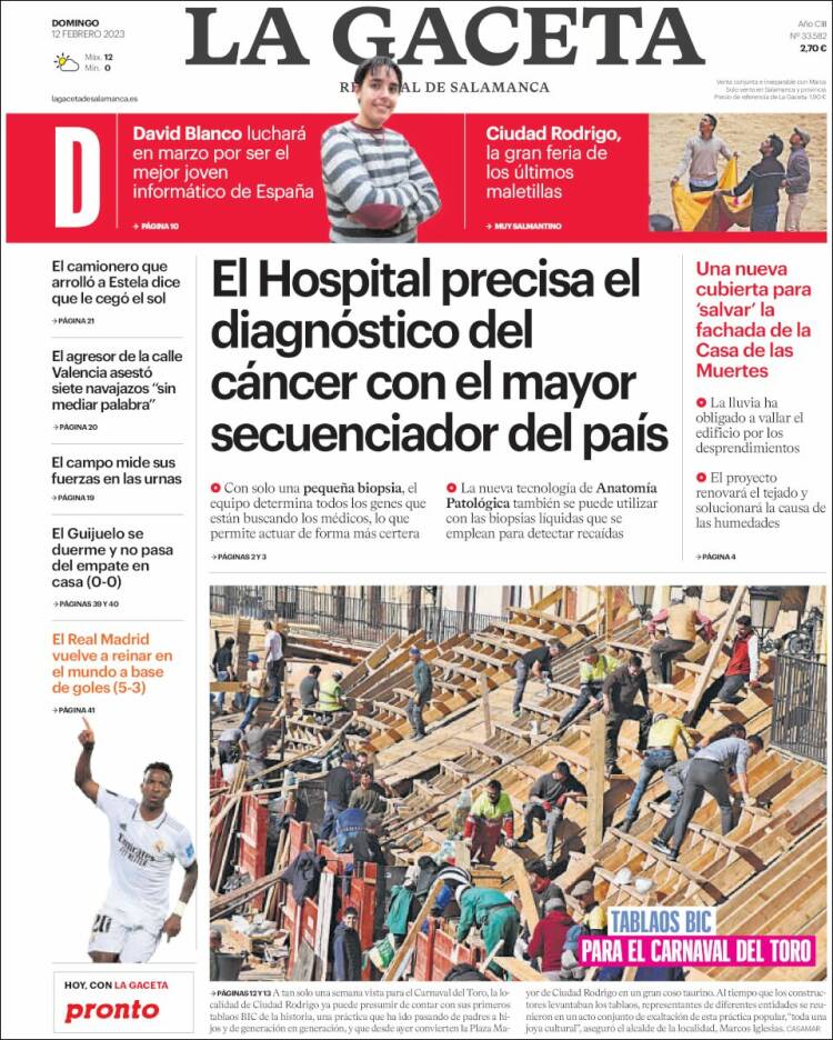 Portada de La Gaceta de Salamanca (Spain)