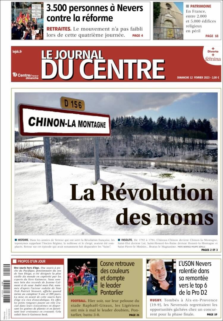 Portada de Le Journal du Centre (Francia)