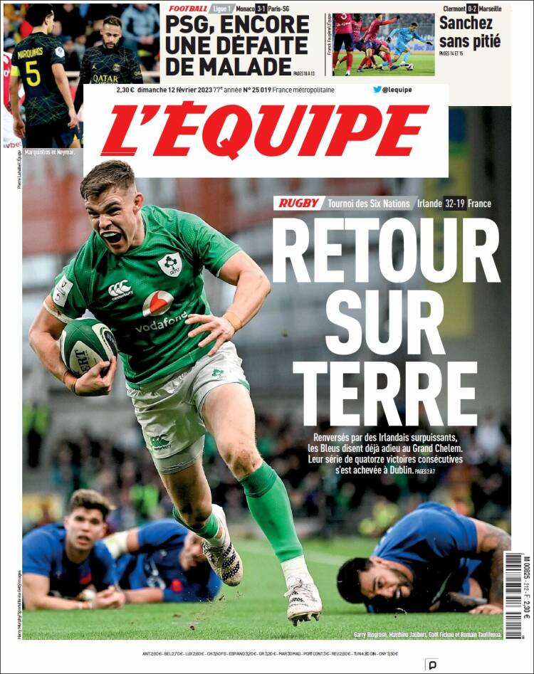 Portada de L'Equipe (Francia)