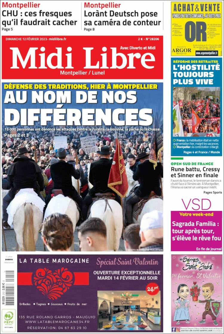 Portada de Midi Libre (Francia)