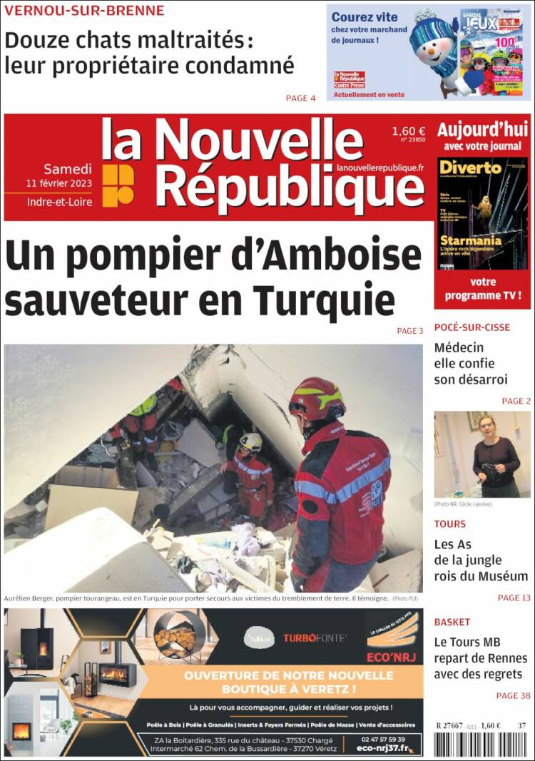 Portada de La Nouvelle Republique (Francia)