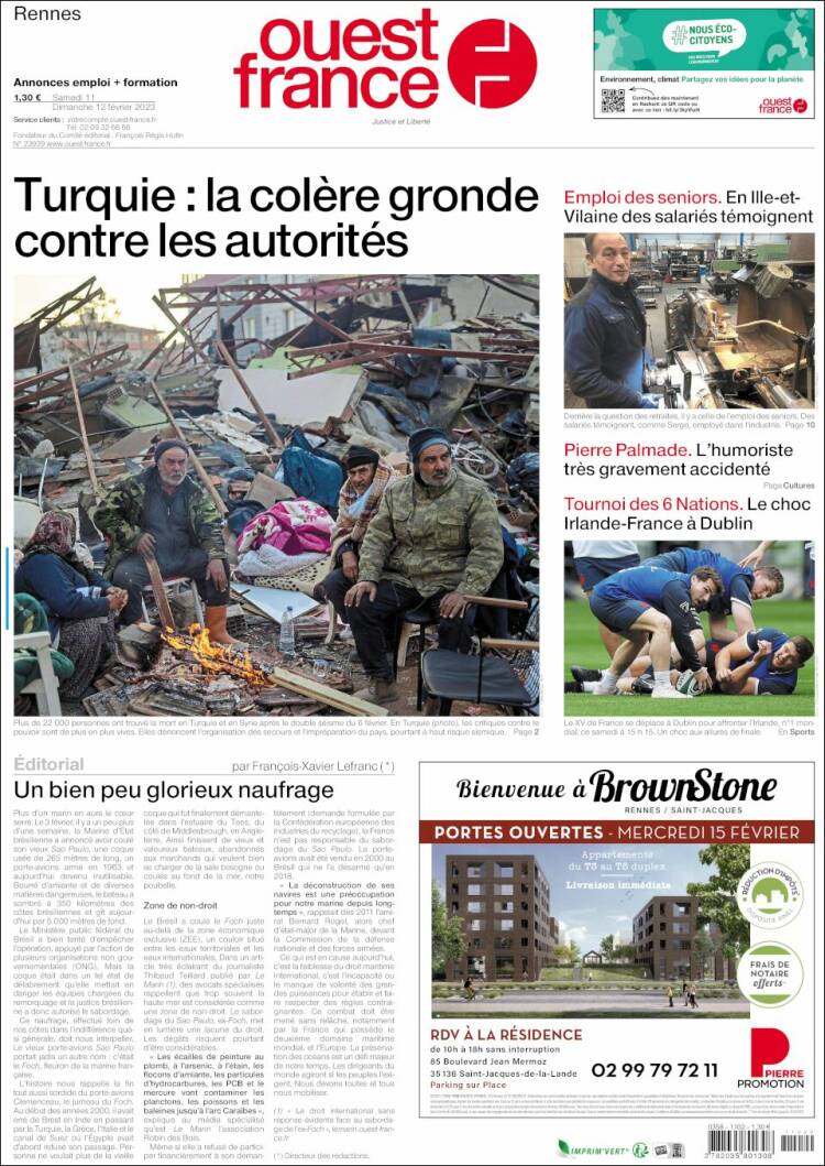 Portada de Ouest France (Francia)