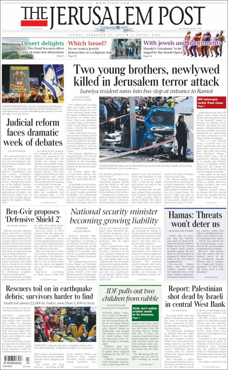 Portada de The Jerusalem Post (Israel)